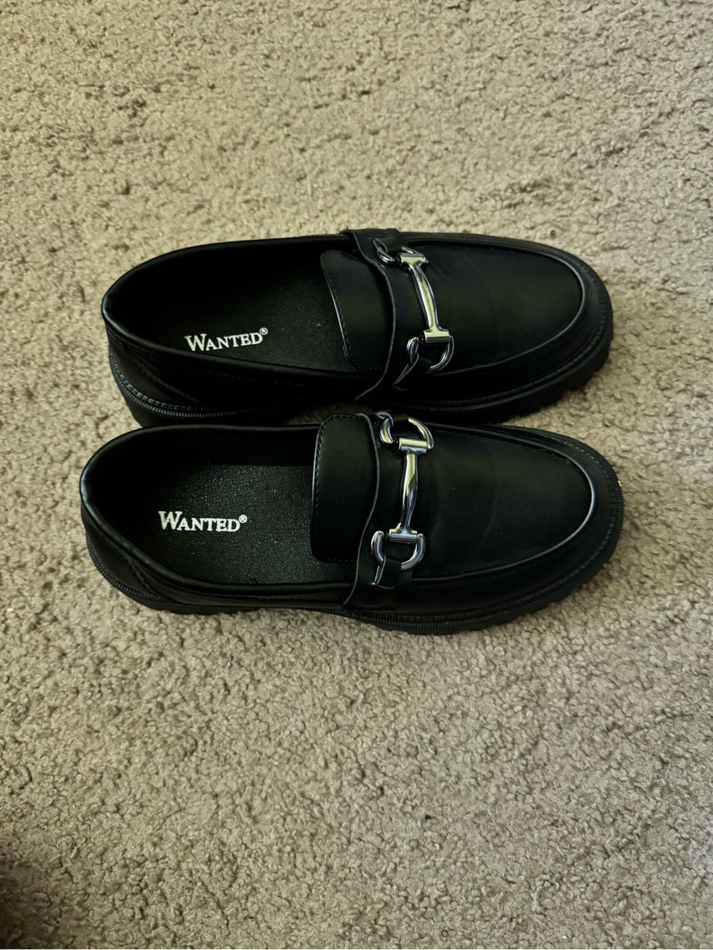 Wanted Black Loafers with Silver Bit Detail